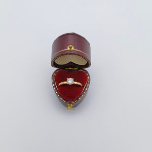 Vintage Heart Red Ring Box Handmade, Engagement & Wedding Set Elegant Keepsake Box, Bridal Photo, Vintage Ring Box