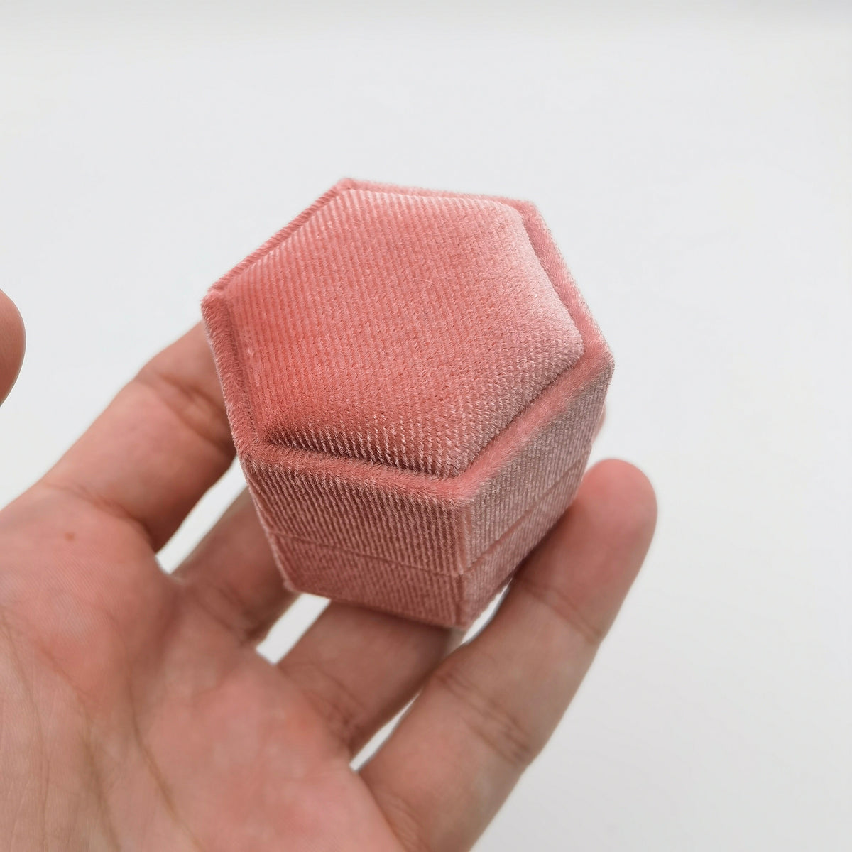 Rose Pink Single Slot Velvet Ring Box