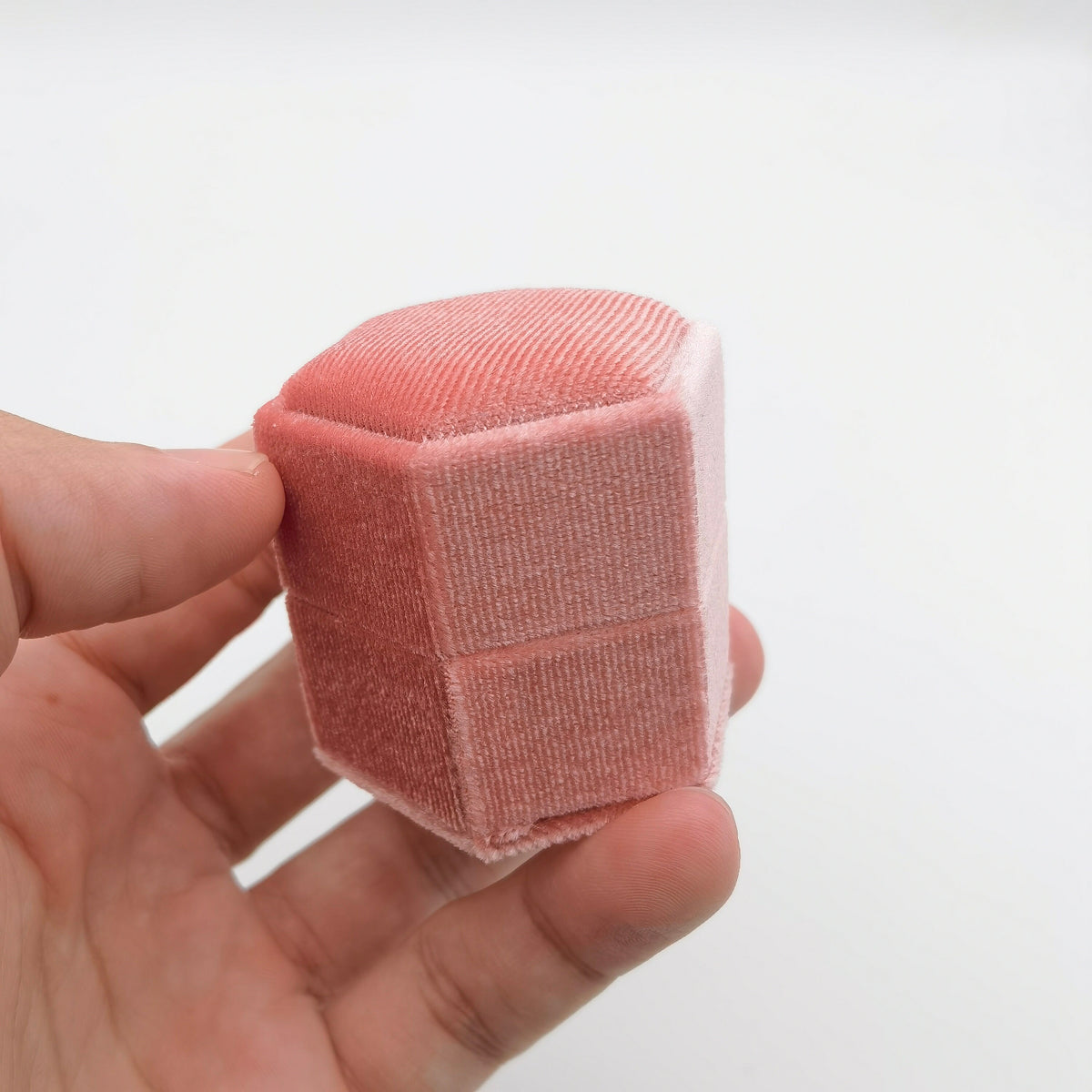 Rose Pink Single Slot Velvet Ring Box