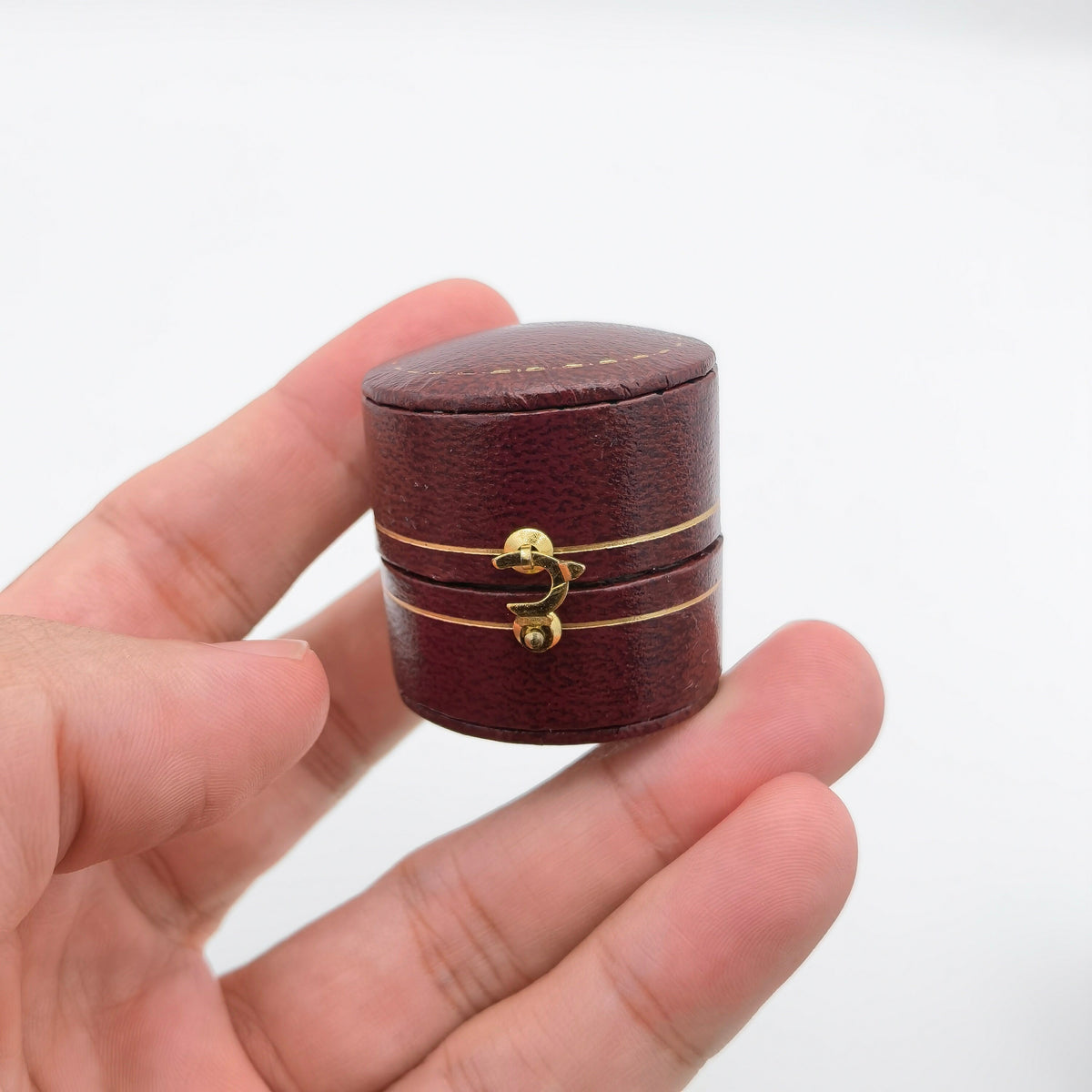 Vintage Style Oval Royal Red Ring Box Handmade