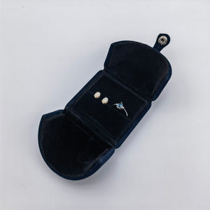 Navy Blue Single Slots Velvet Ring Box