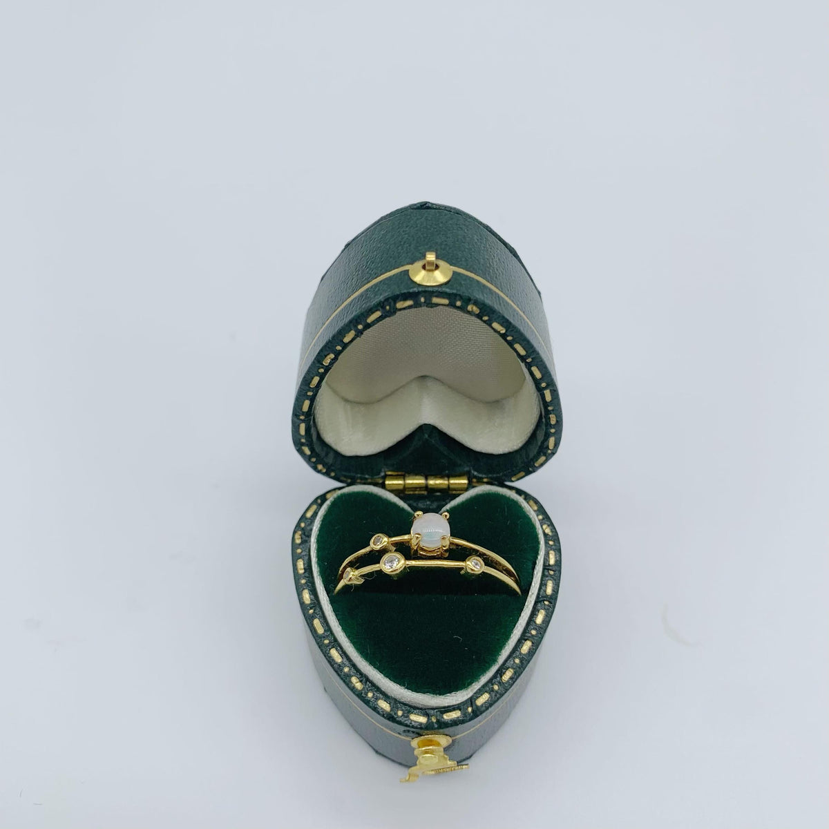 Vintage Heart Green Ring Box Handmade