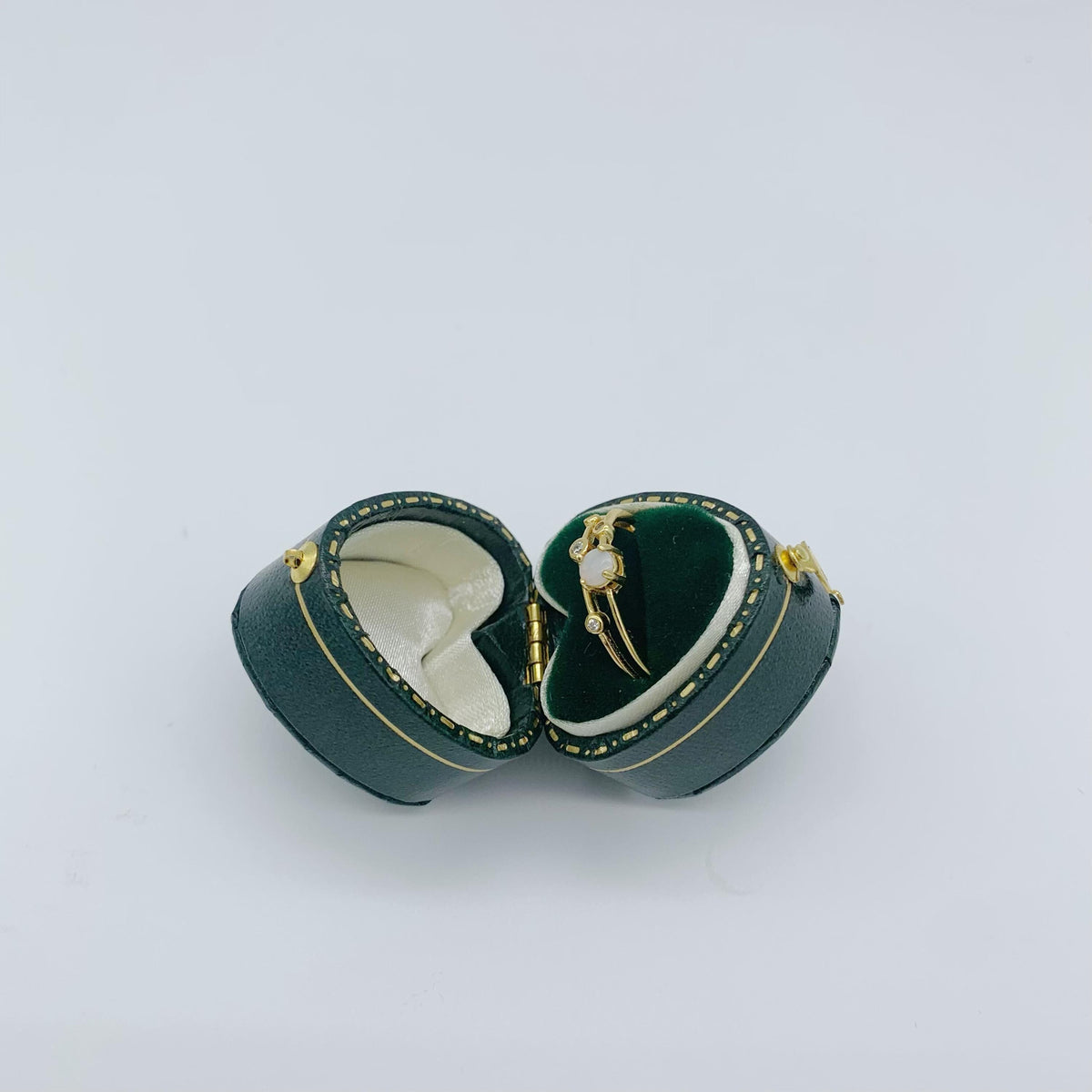 Vintage Heart Green Ring Box Handmade