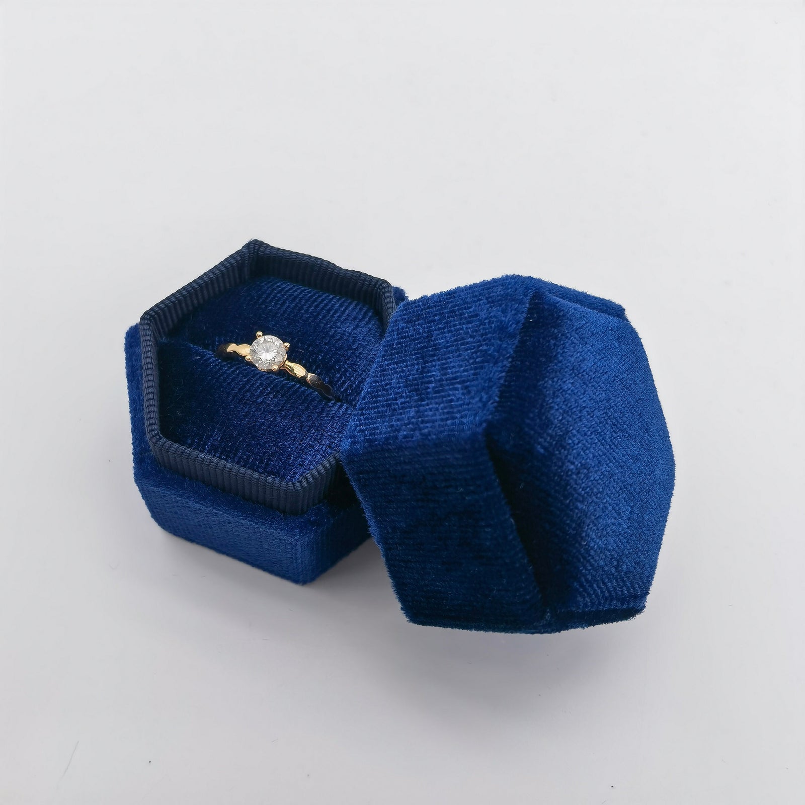 Royal Blue Single Slot Velvet Ring Box