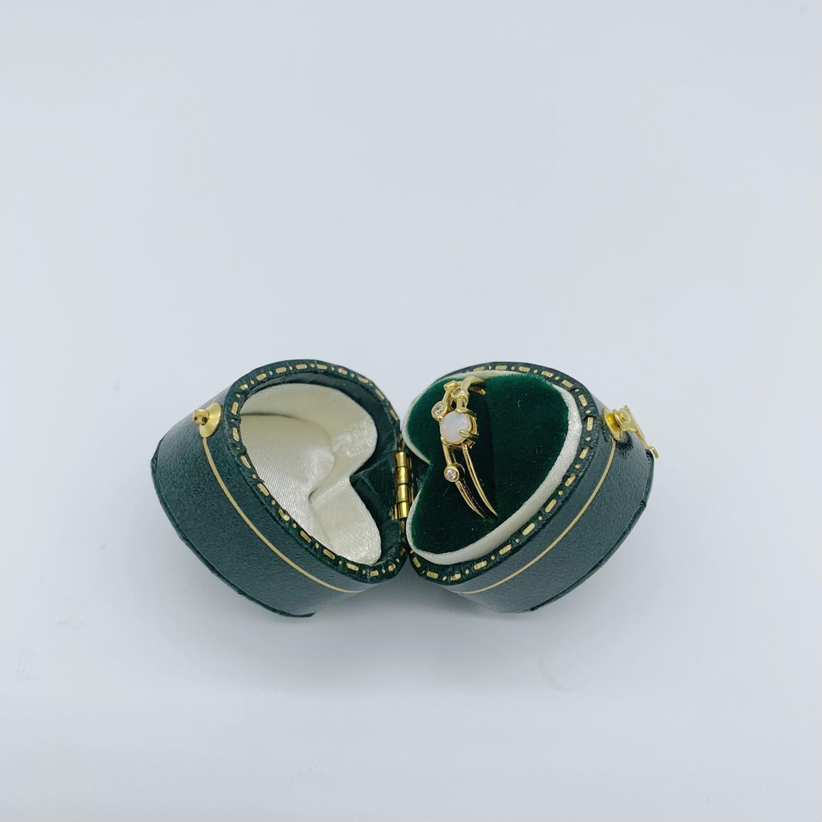 Vintage Heart Green Ring Box Handmade