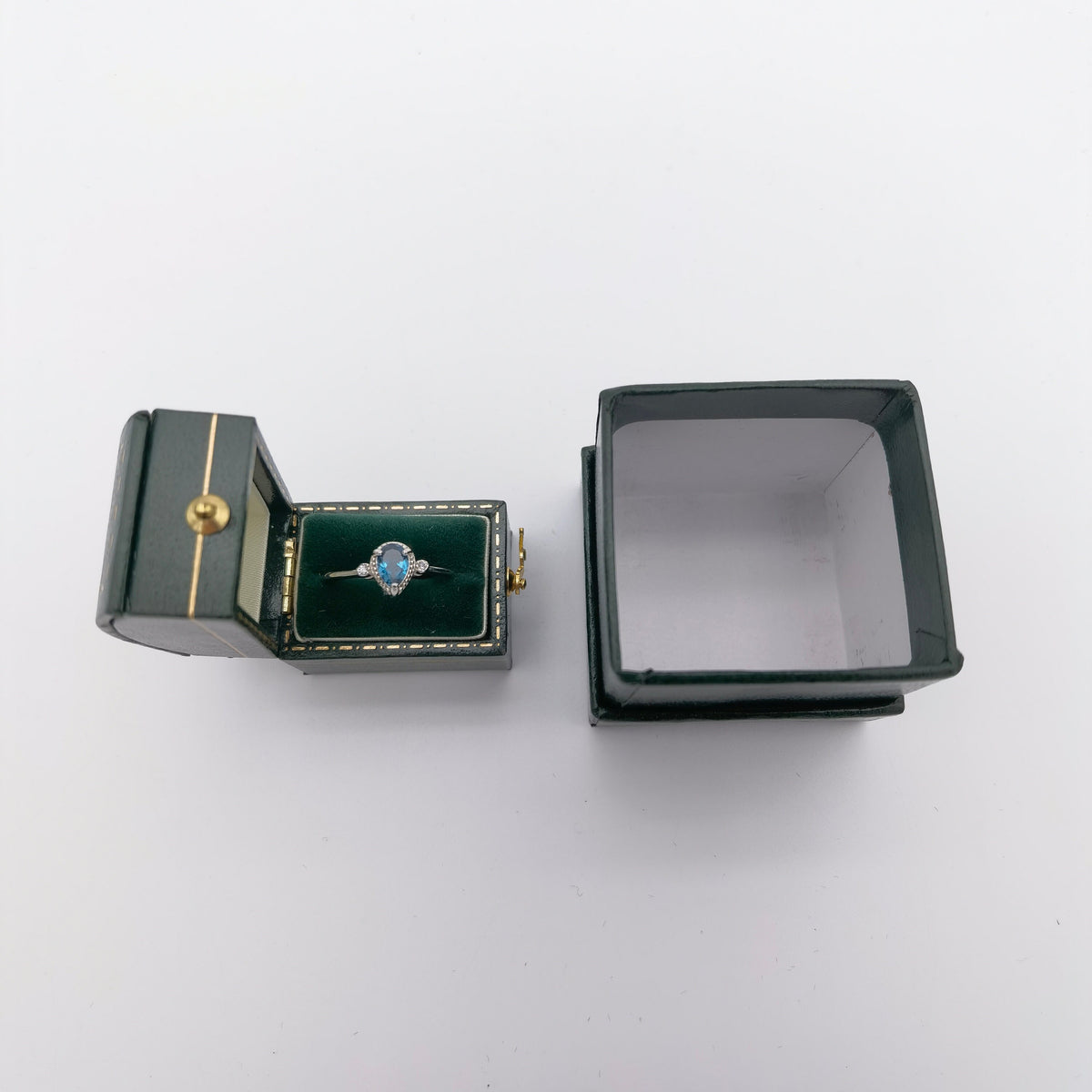 Vintage Style Green Rectangle Ring Box Handmade
