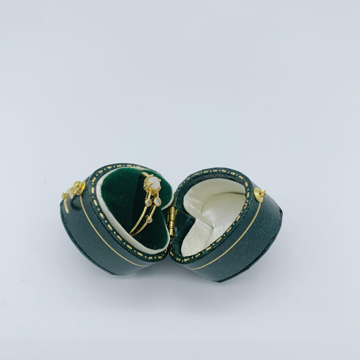 Vintage Heart Green Ring Box Handmade