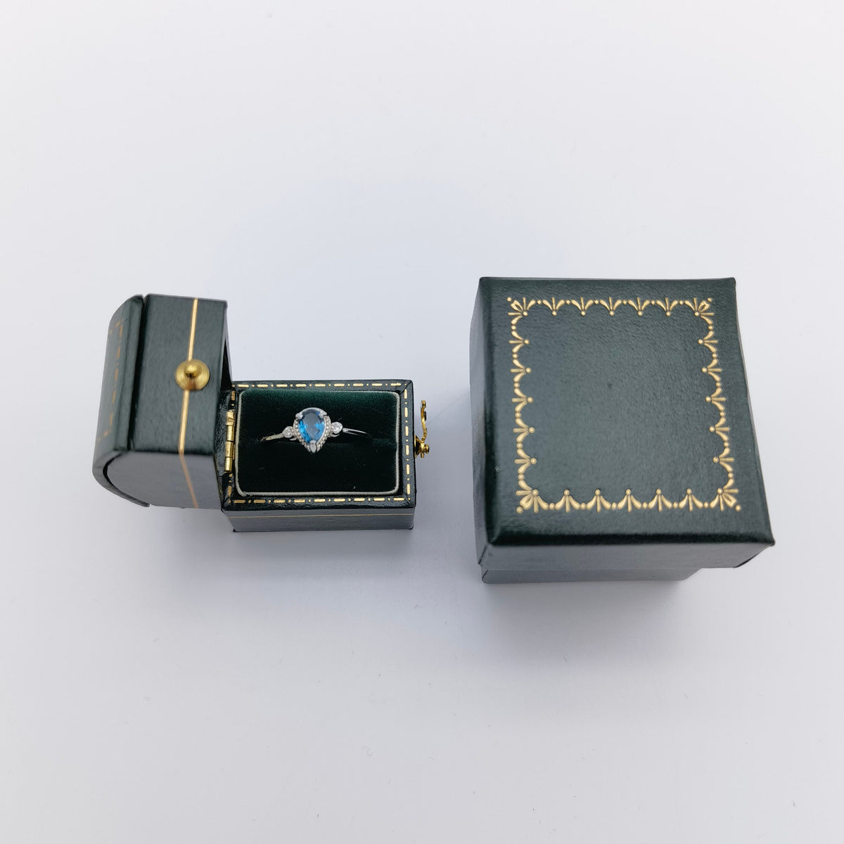 Vintage Style Green Rectangle Ring Box Handmade