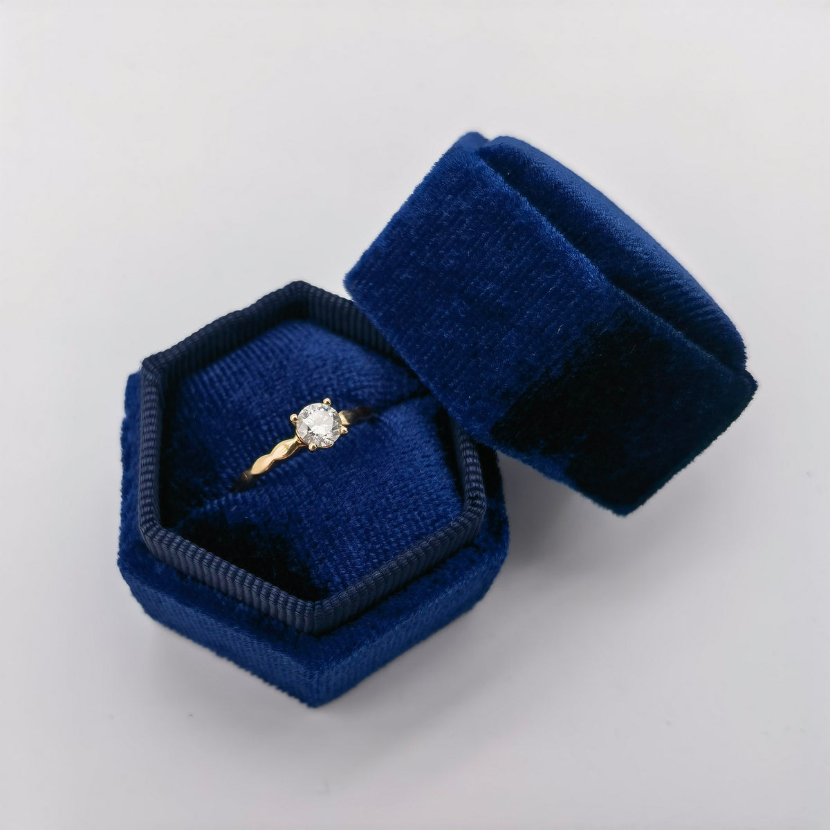 Royal Blue Single Slot Velvet Ring Box