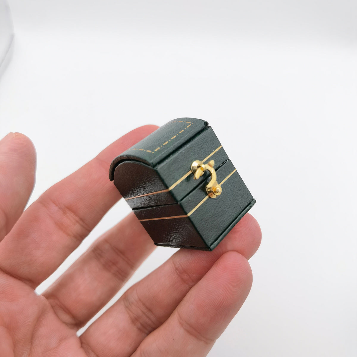 Vintage Style Green Rectangle Ring Box Handmade