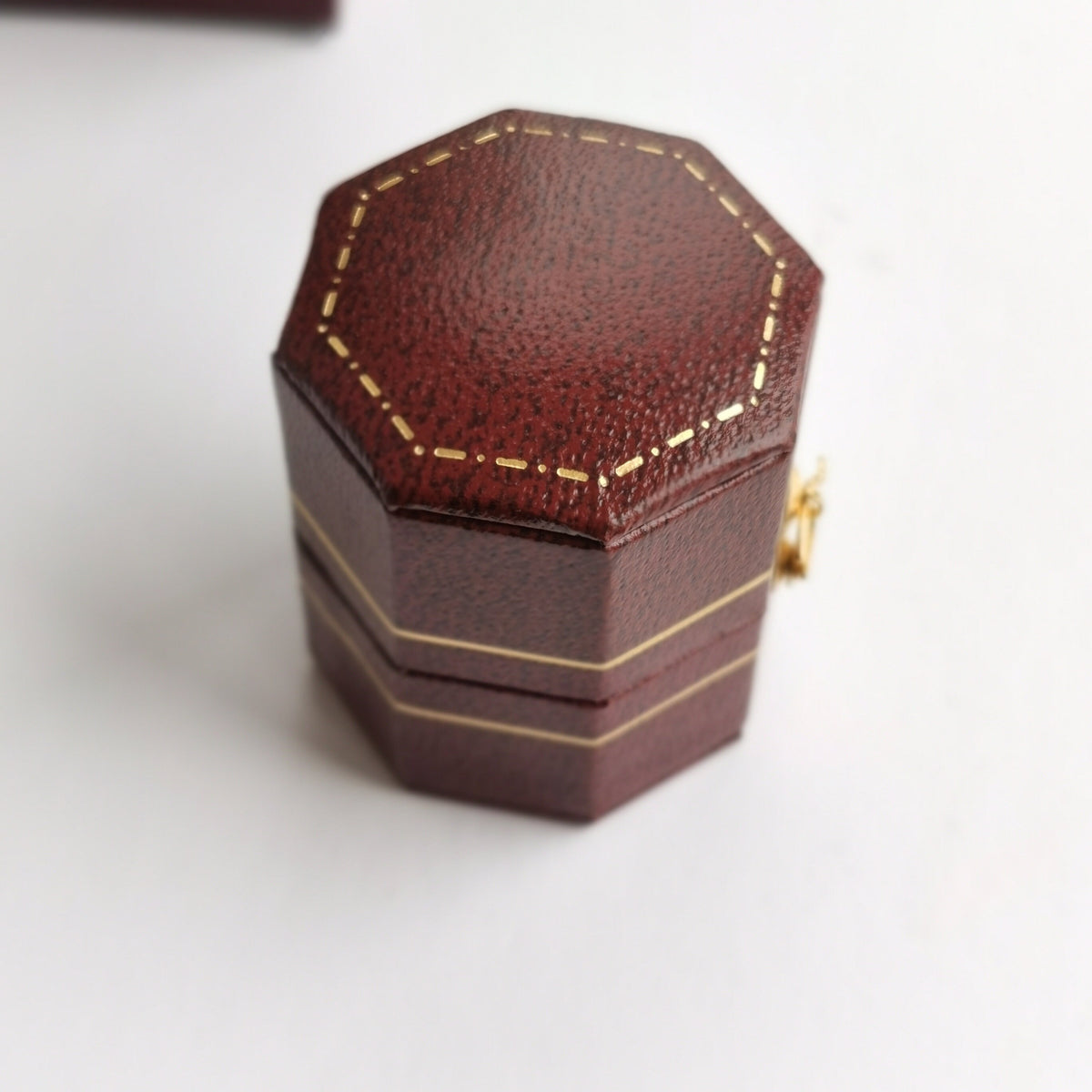 Vintage Style Octagon Hexagon Burgundy Red Ring Box Handmade, Engagement & Wedding Set Elegant Keepsake Box, Vintage Ring Box
