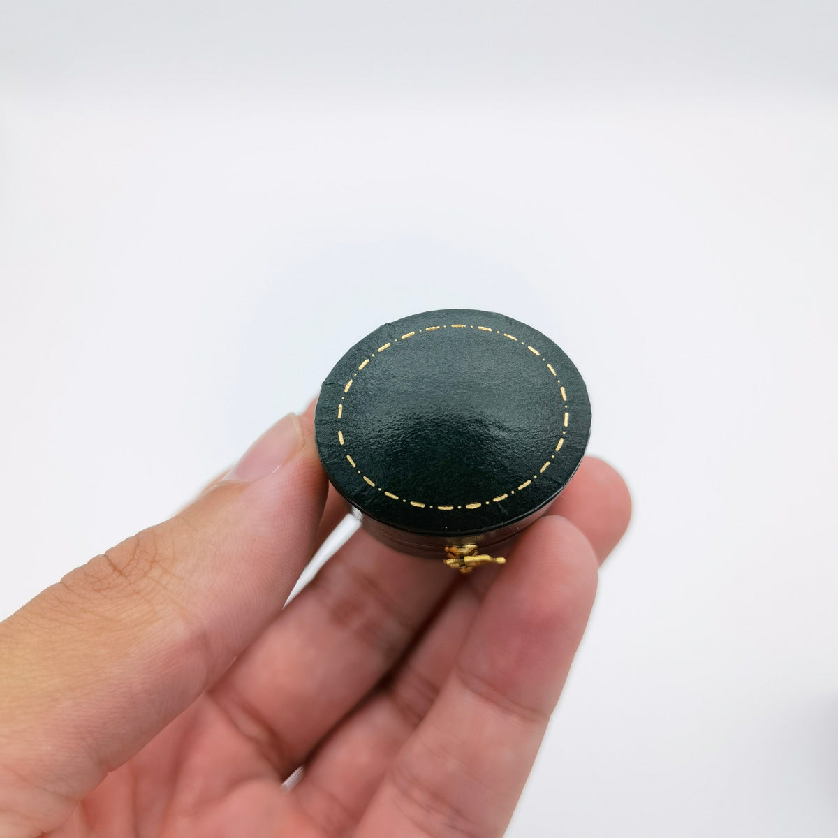 Vintage Style Oval Royal Green Ring Box Handmade