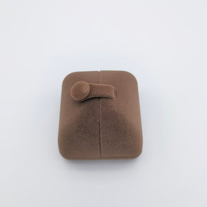 Brown Double Slots Velvet Ring Box