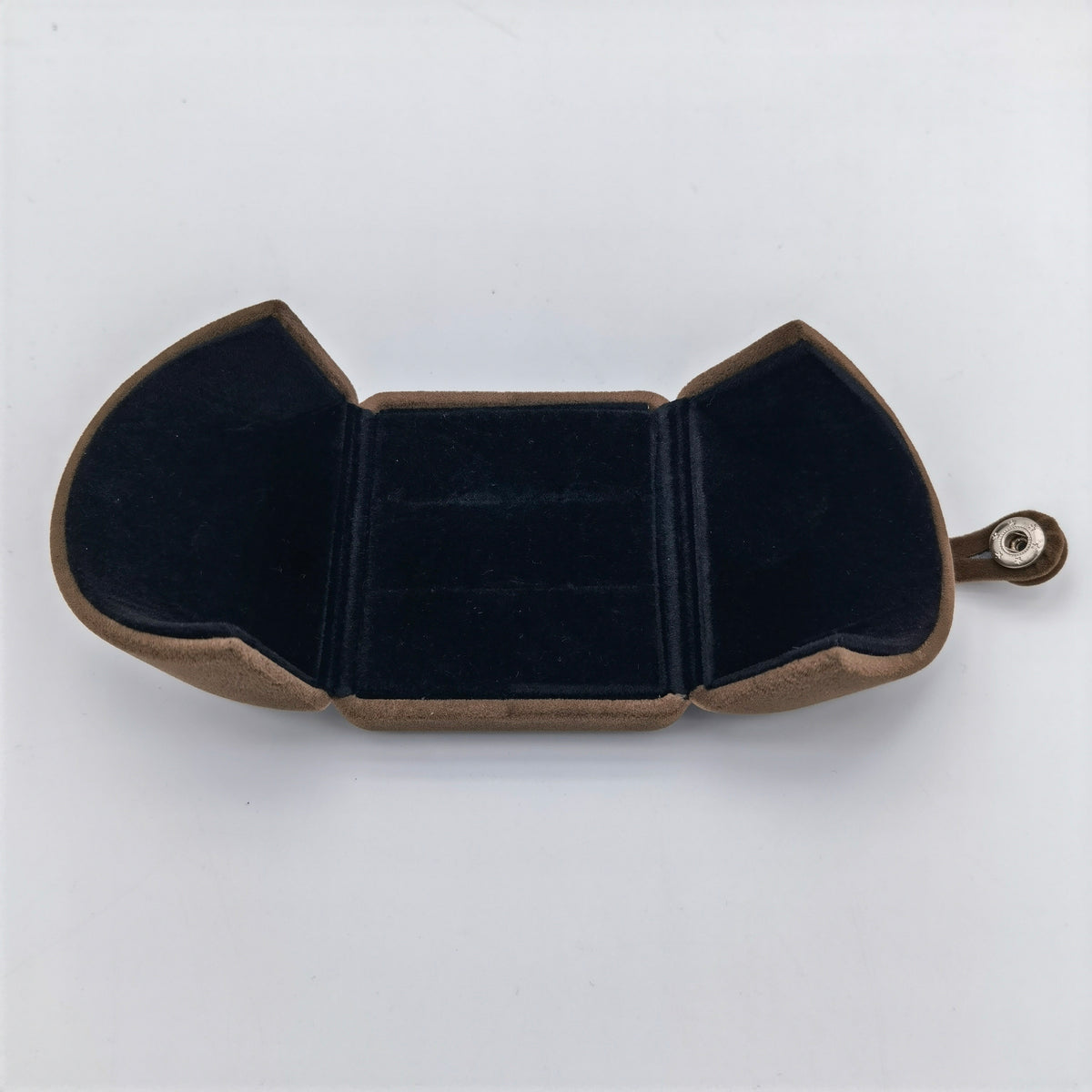 Brown Double Slots Velvet Ring Box