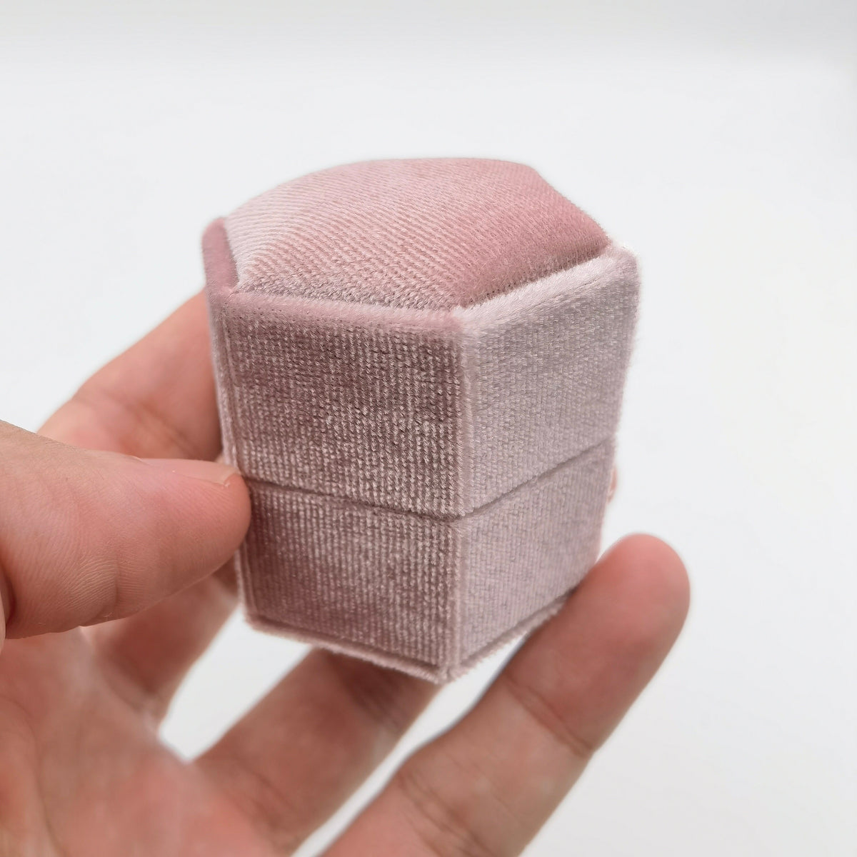 Light Pink Single Slot Velvet Ring Box