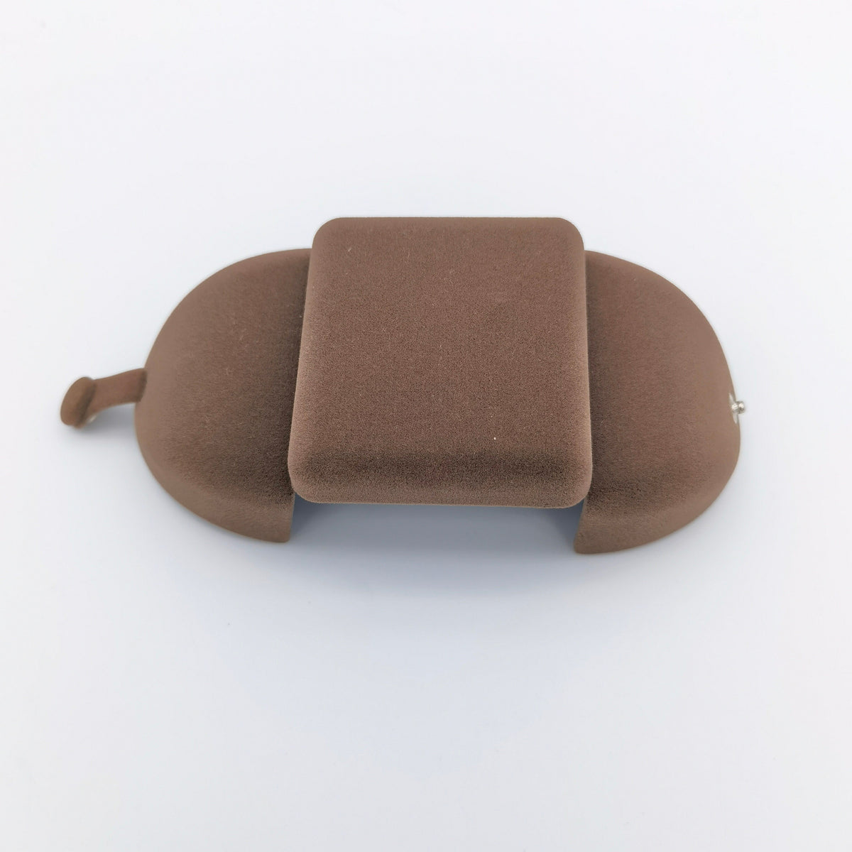 Brown Double Slots Velvet Ring Box