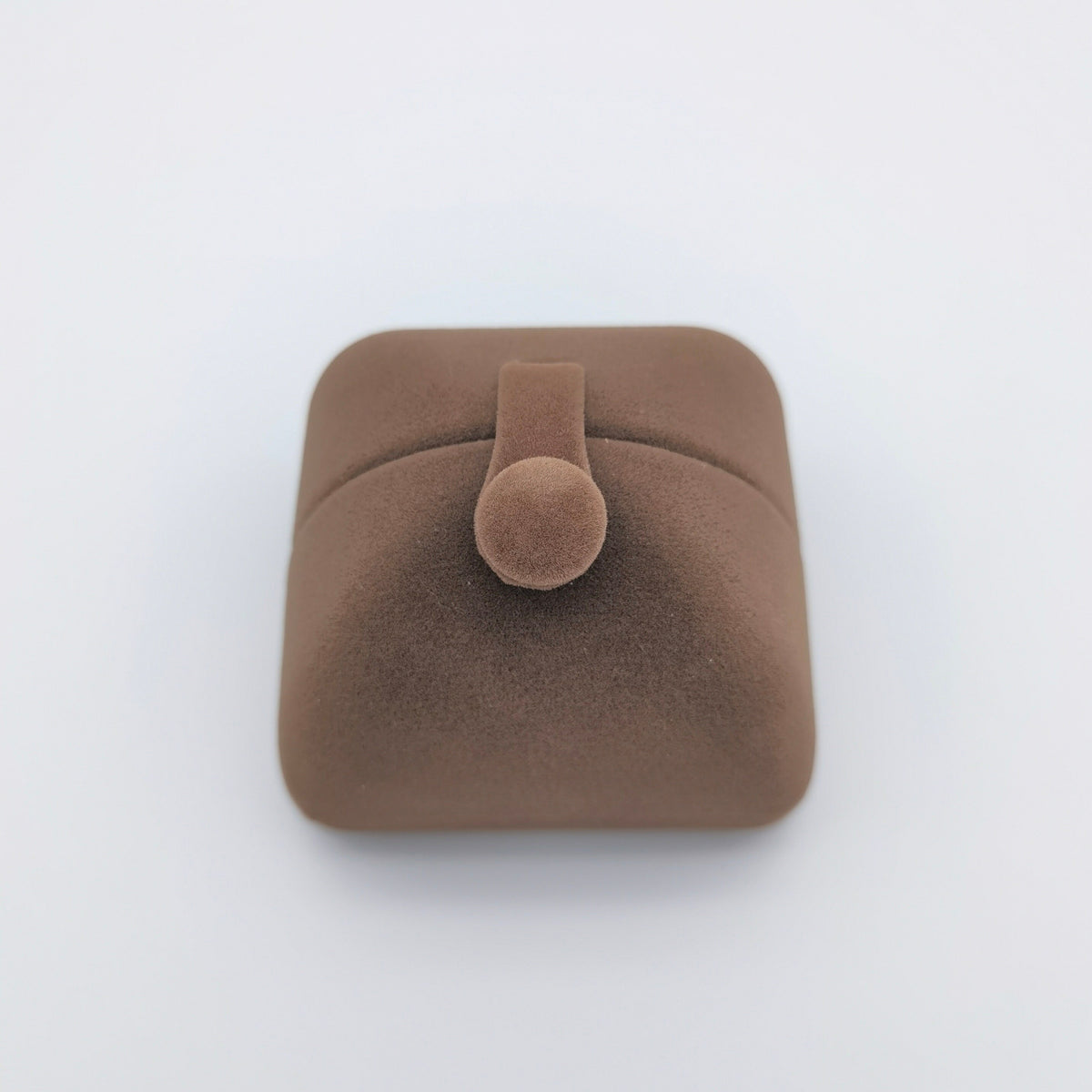 Brown Double Slots Velvet Ring Box