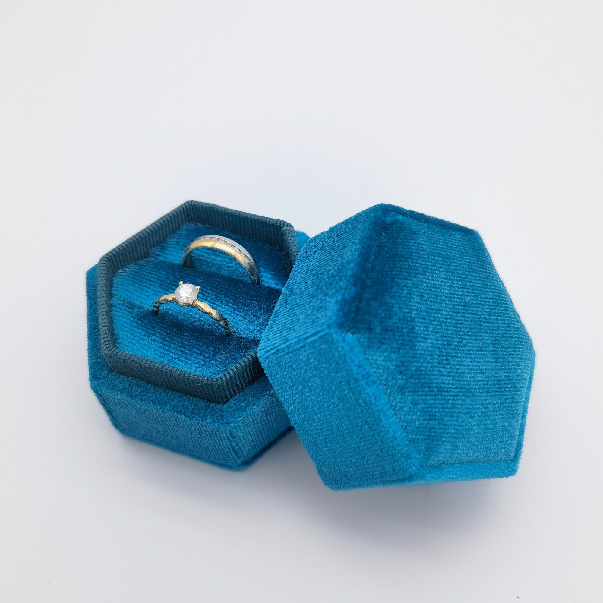 Sky Blue Velvet Ring Box