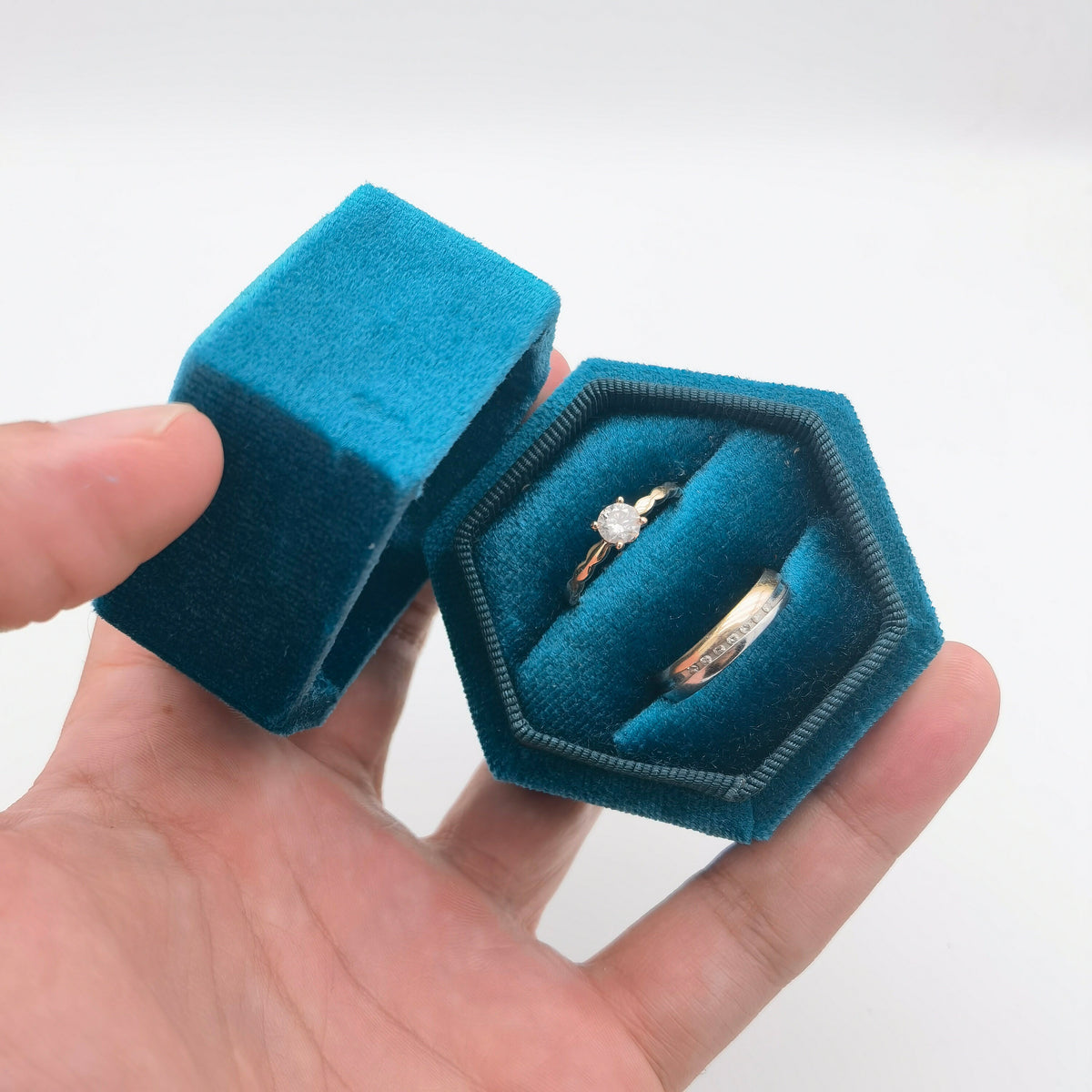 Sky Blue Velvet Ring Box