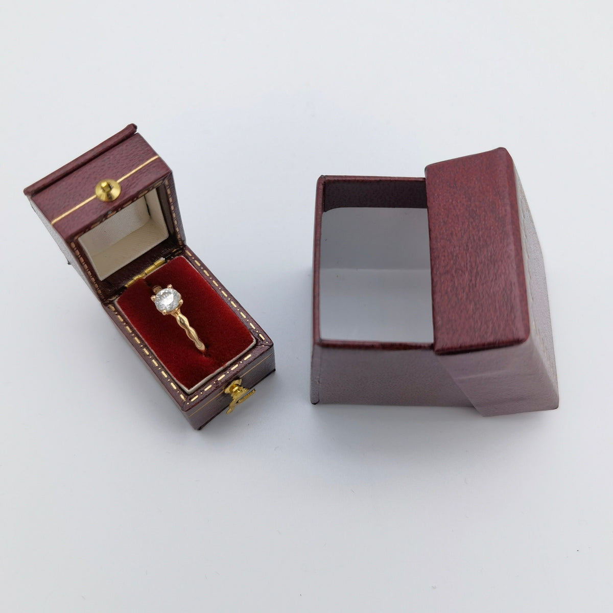 Vintage style red rectangle ring box handmade, engagement & wedding set elegant keepsake box, bridal photo