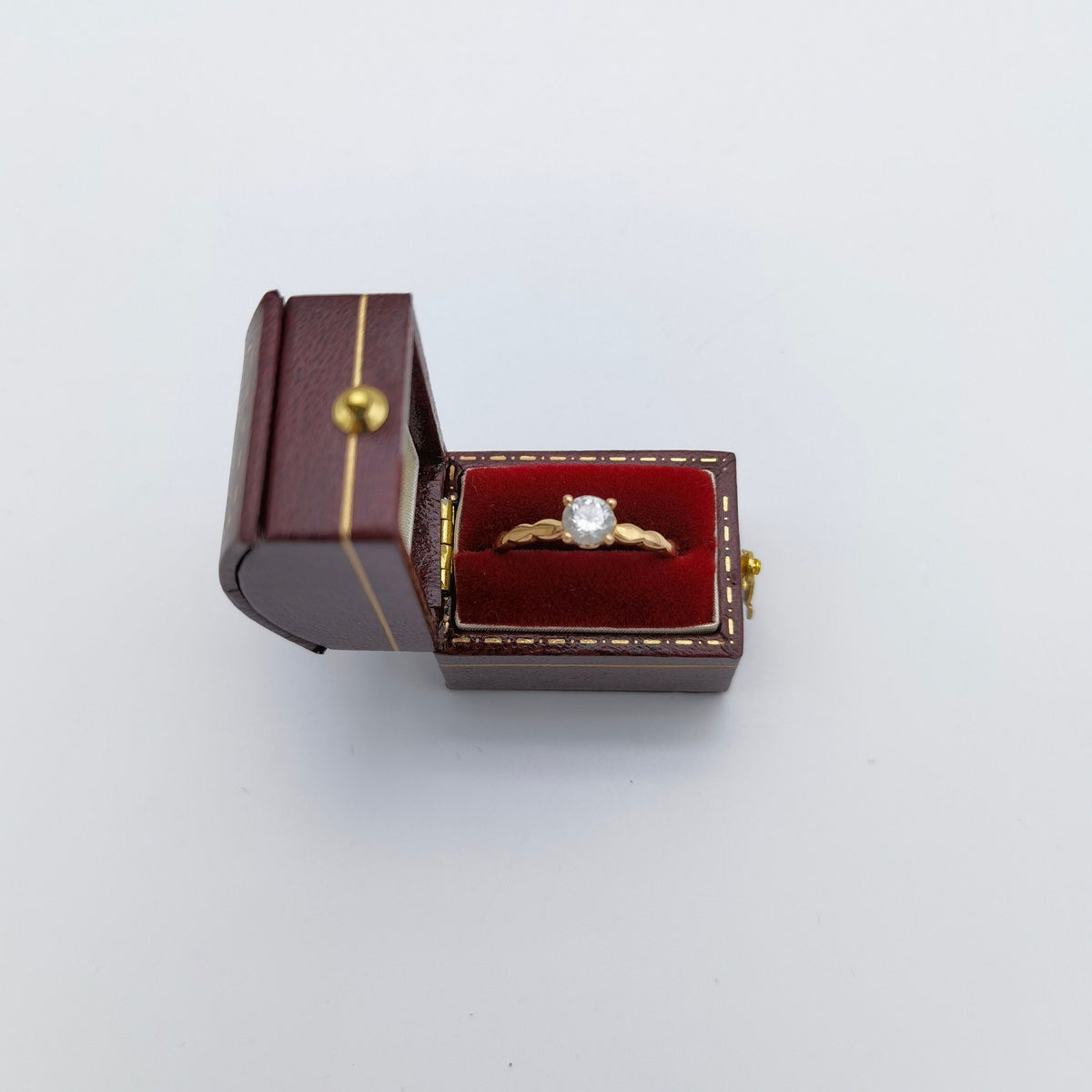 Vintage style red rectangle ring box handmade, engagement & wedding set elegant keepsake box, bridal photo