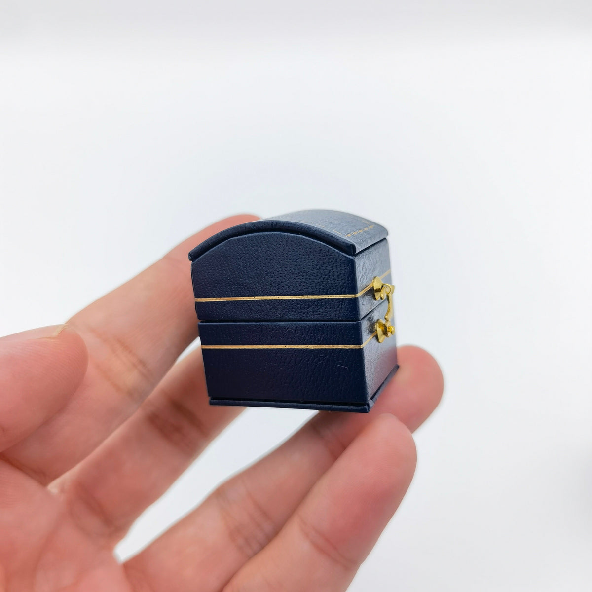 Vintage Style Royal Blue Rectangle Ring Box Handmade, Engagement & Wedding Set Elegant Keepsake Box, Bridal Photo