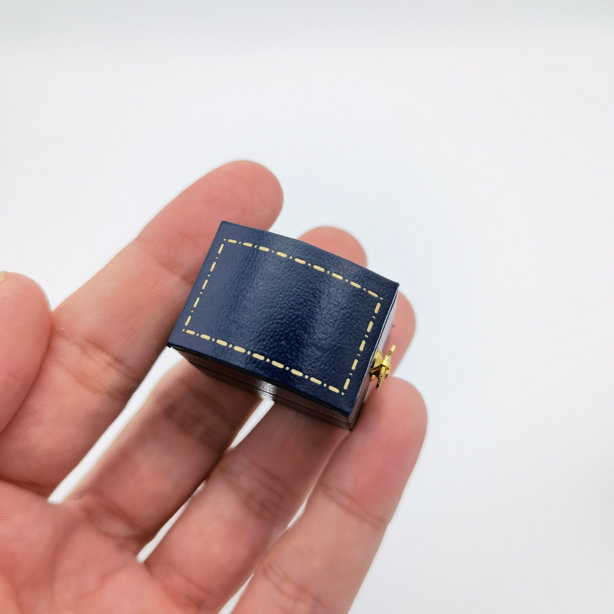 Vintage Style Royal Blue Rectangle Ring Box Handmade, Engagement & Wedding Set Elegant Keepsake Box, Bridal Photo