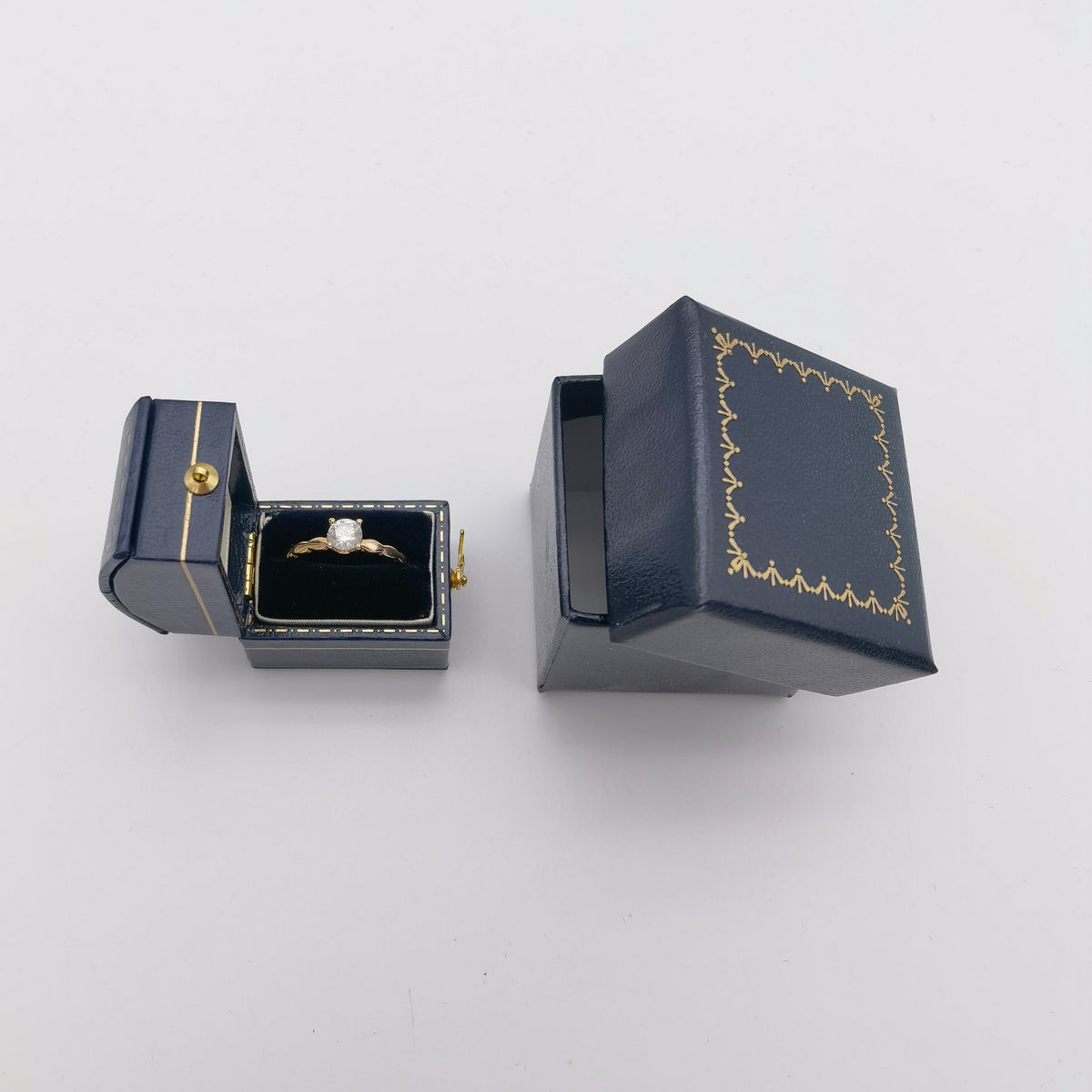 Vintage Style Royal Blue Rectangle Ring Box Handmade, Engagement & Wedding Set Elegant Keepsake Box, Bridal Photo