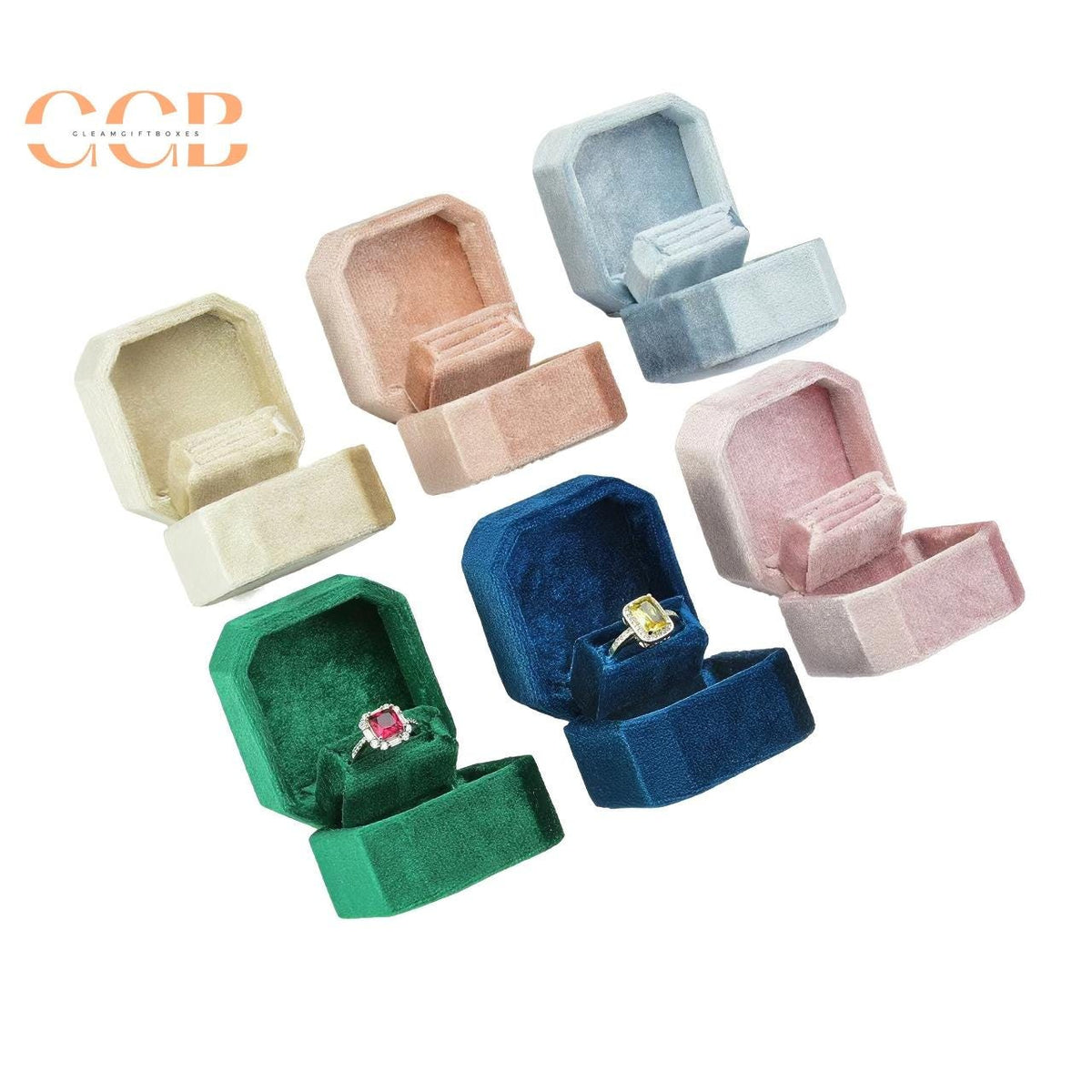 Customisable High-End Octagonal Velvet Jewelry Box