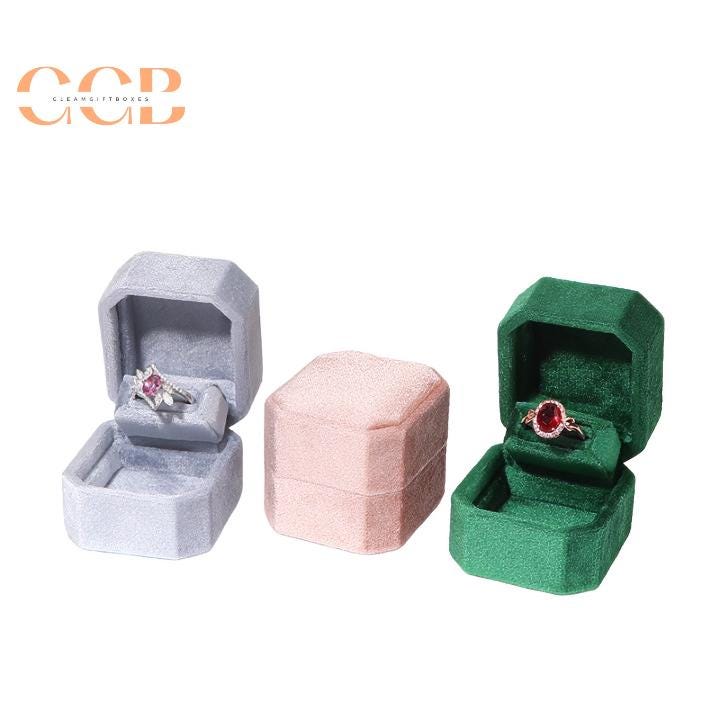 Customisable High-End Octagonal Velvet Jewelry Box