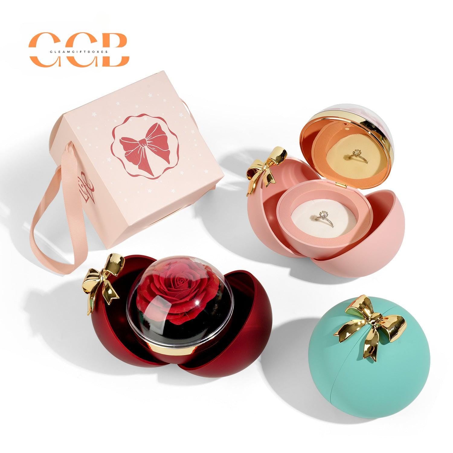 Real Preserved Red Rose Ring Box