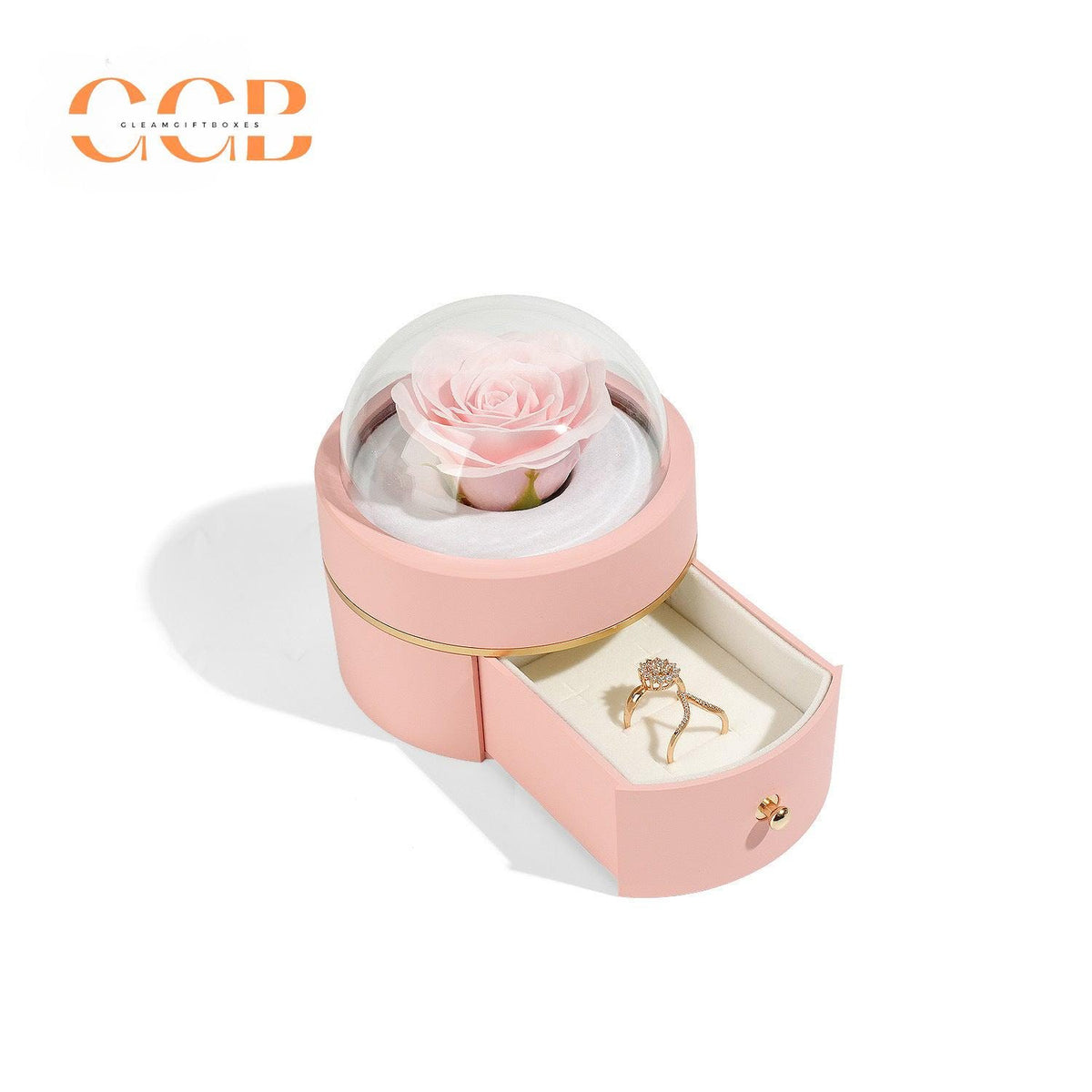 Real Preserved Red Rose Ring Box