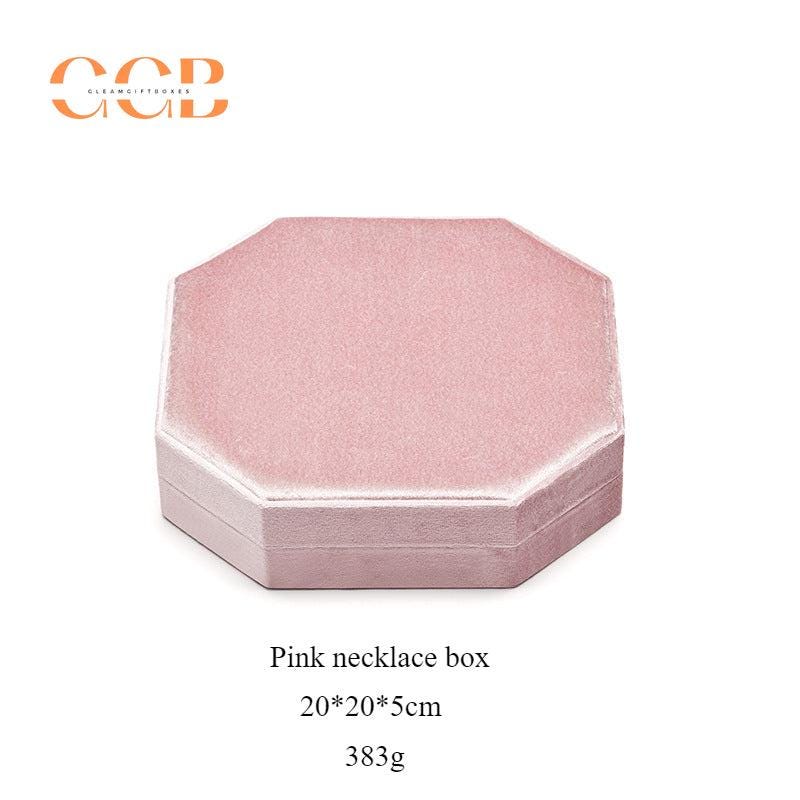 Hexagonal Velvet Pearl Necklace