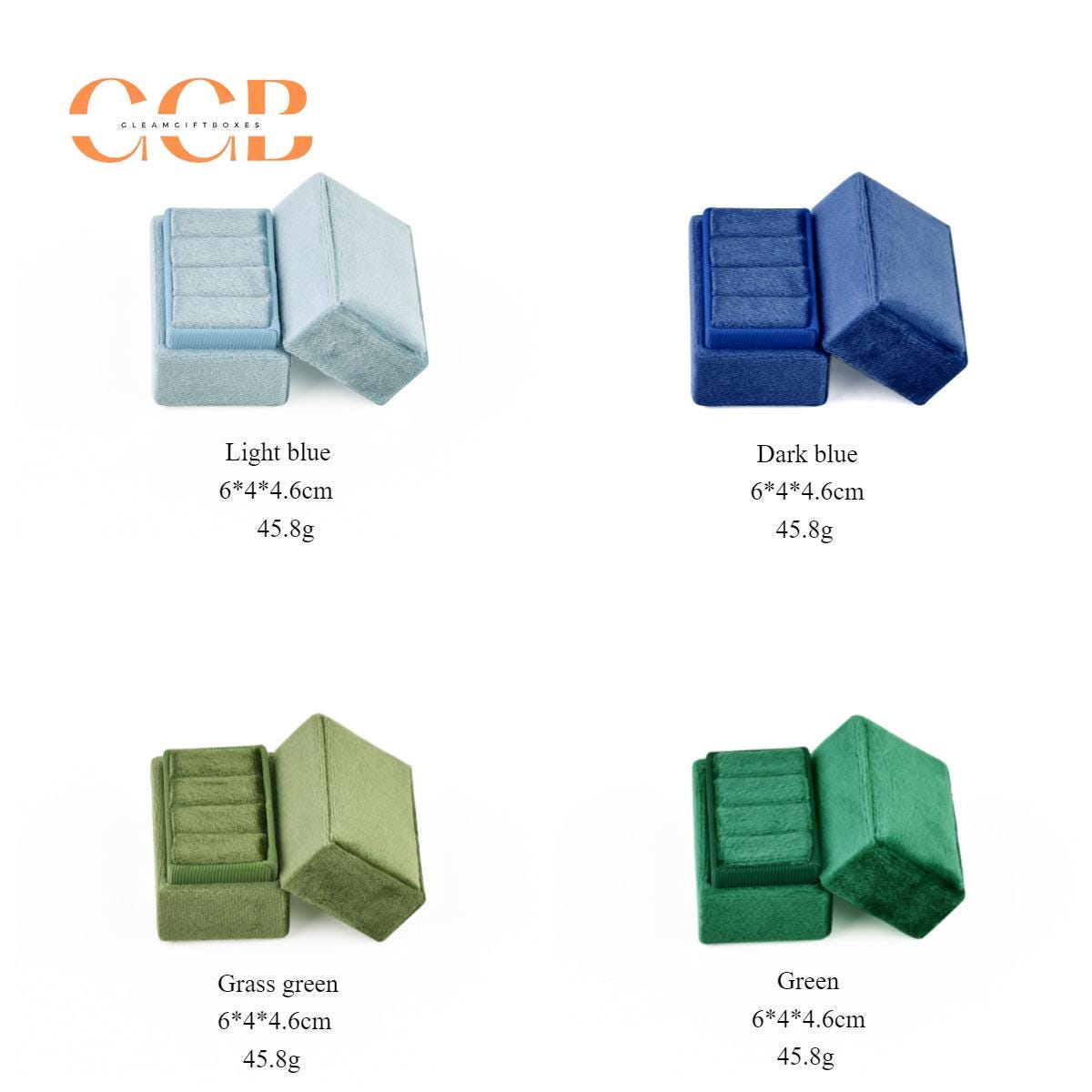 Triple Slot Rectangle Velvet Ring Box