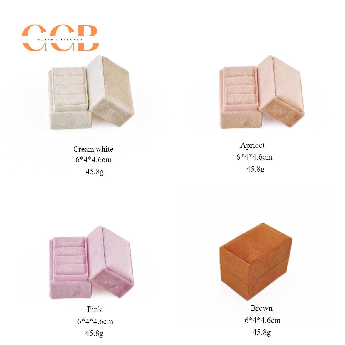 Triple Slot Rectangle Velvet Ring Box