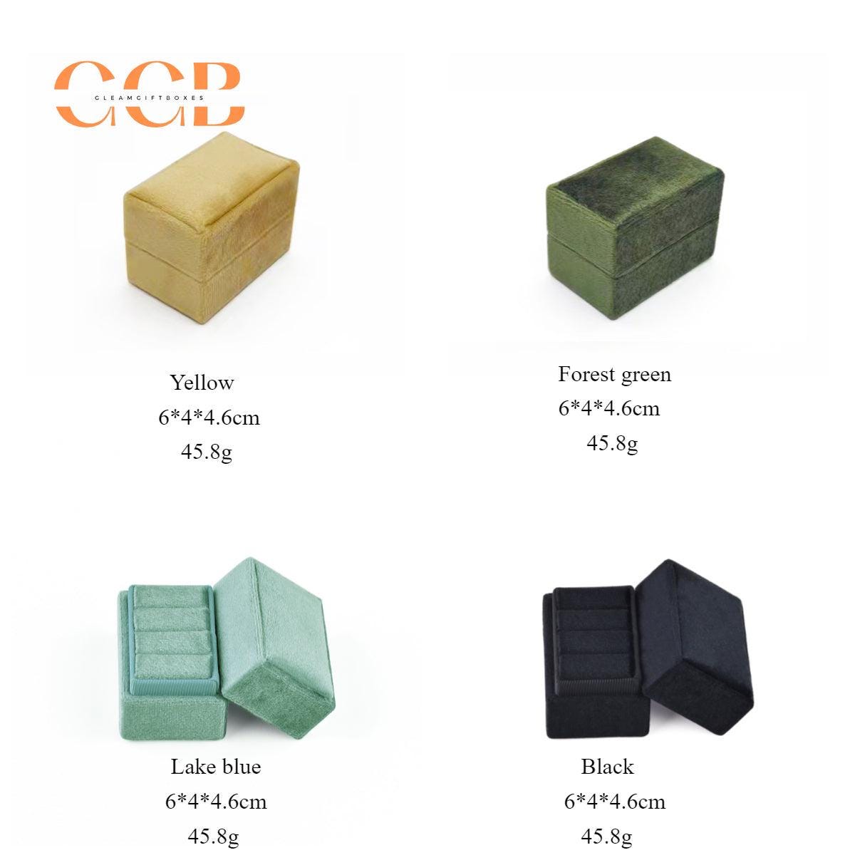 Triple Slot Rectangle Velvet Ring Box