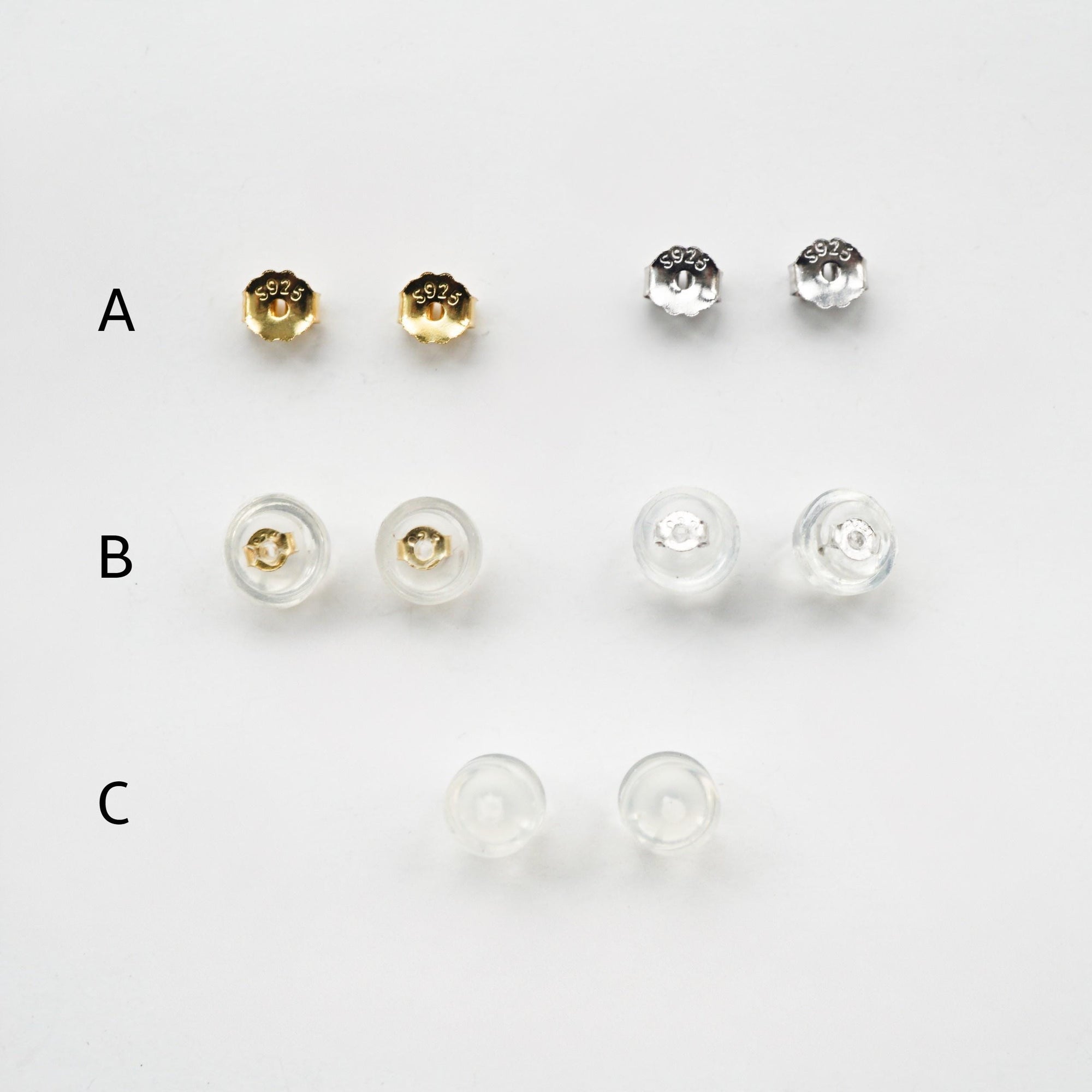 10pairs S925 sterling silver Silicone Backs Ear Stud Back Stoppers
