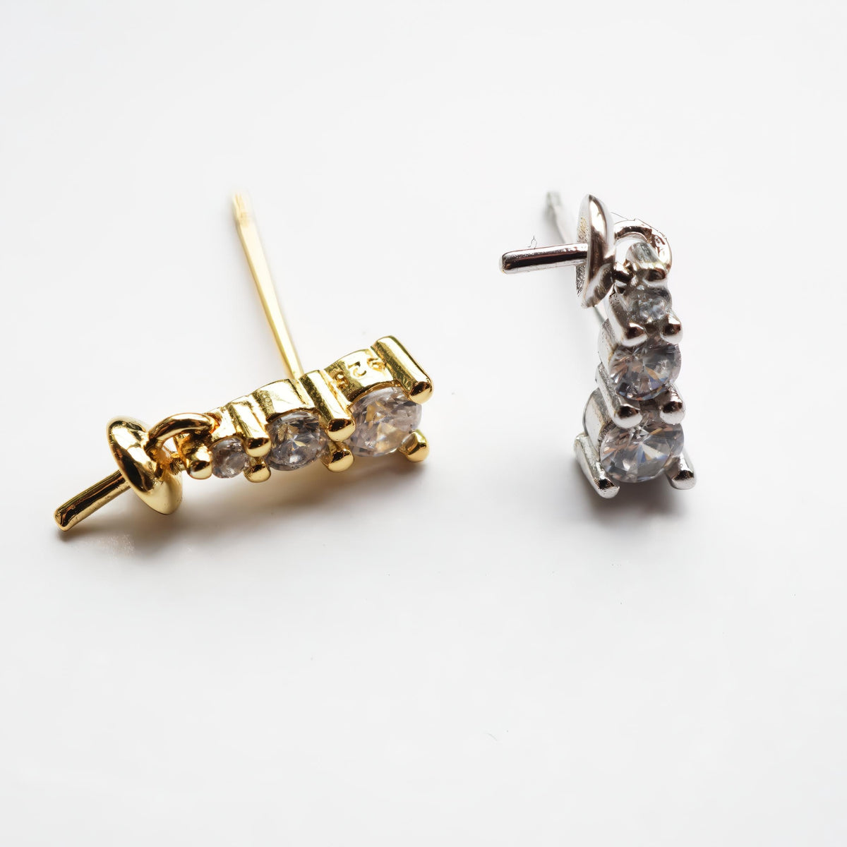 DIY Pearl Accessories Set S925 Silver Three Diamond Princess Style Classic Pendant Earrings Set Accessories Empty Holder