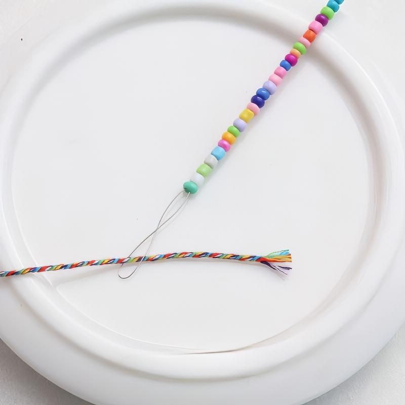 Collapsible eye needles for stringing pearl beads jewelry diy project
