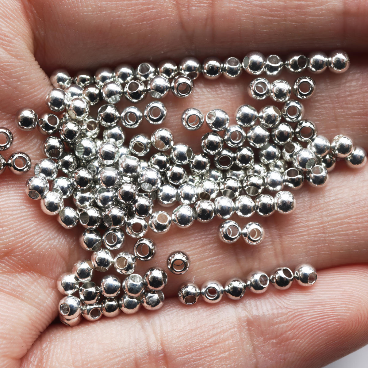 10pcs 2-10mm round spacers beads - sterling silver