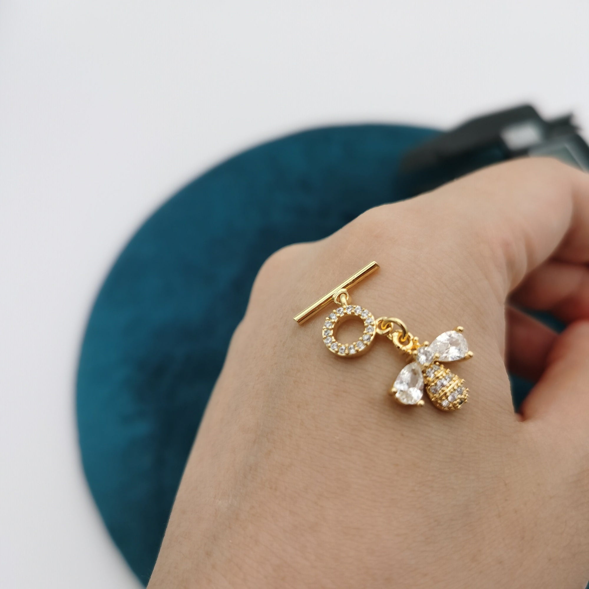 50% Off 1pc Bee Cubic Zirconia 14k Gold Plated OT Clasp