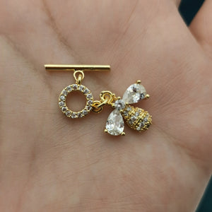 50% Off 1pc Bee Cubic Zirconia 14k Gold Plated OT Clasp
