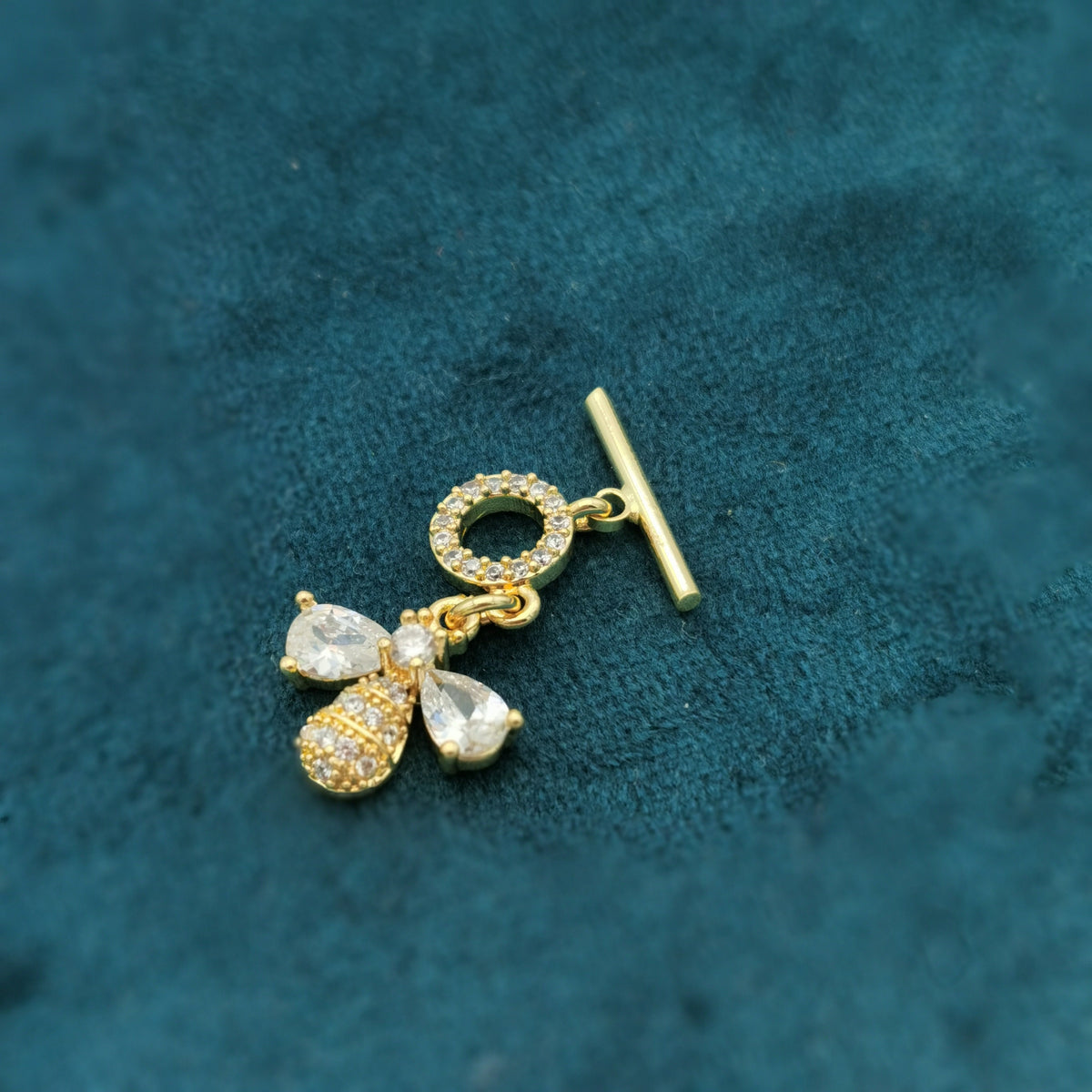 50% Off 1pc Bee Cubic Zirconia 14k Gold Plated OT Clasp