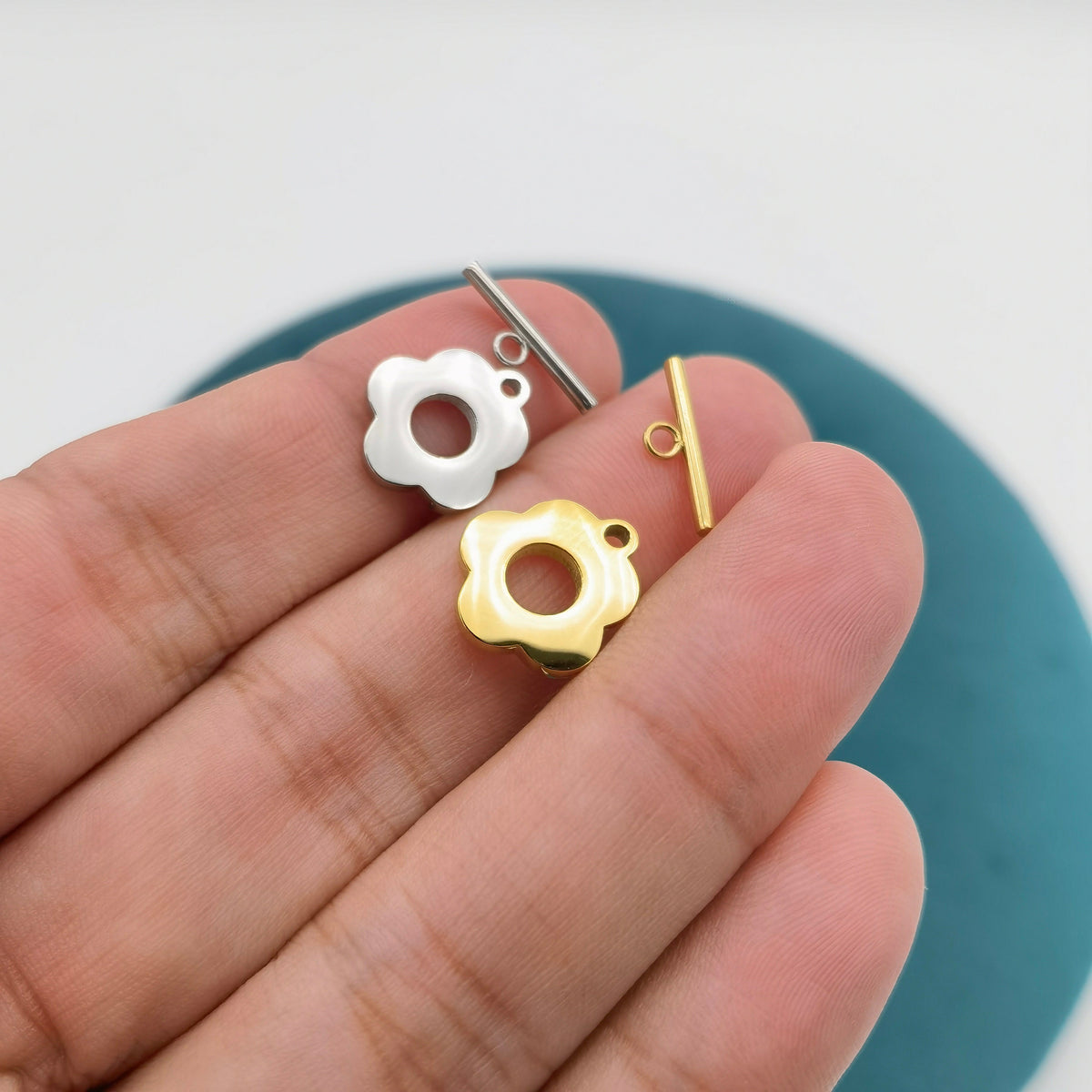 1pc Flower Stainless Steel OT Clasp