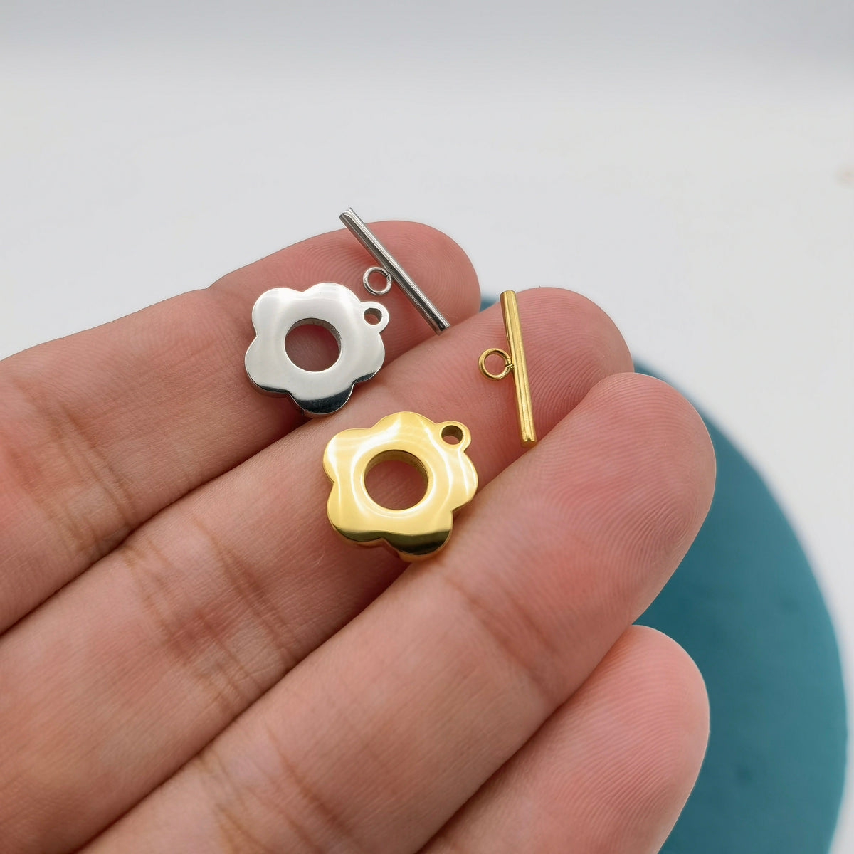 1pc Flower Stainless Steel OT Clasp