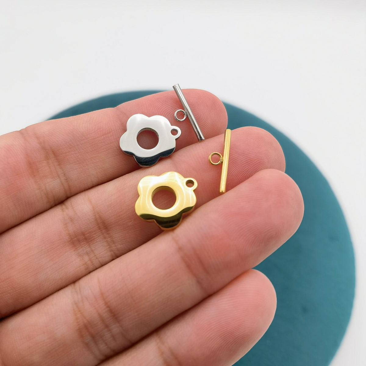 1pc Flower Stainless Steel OT Clasp