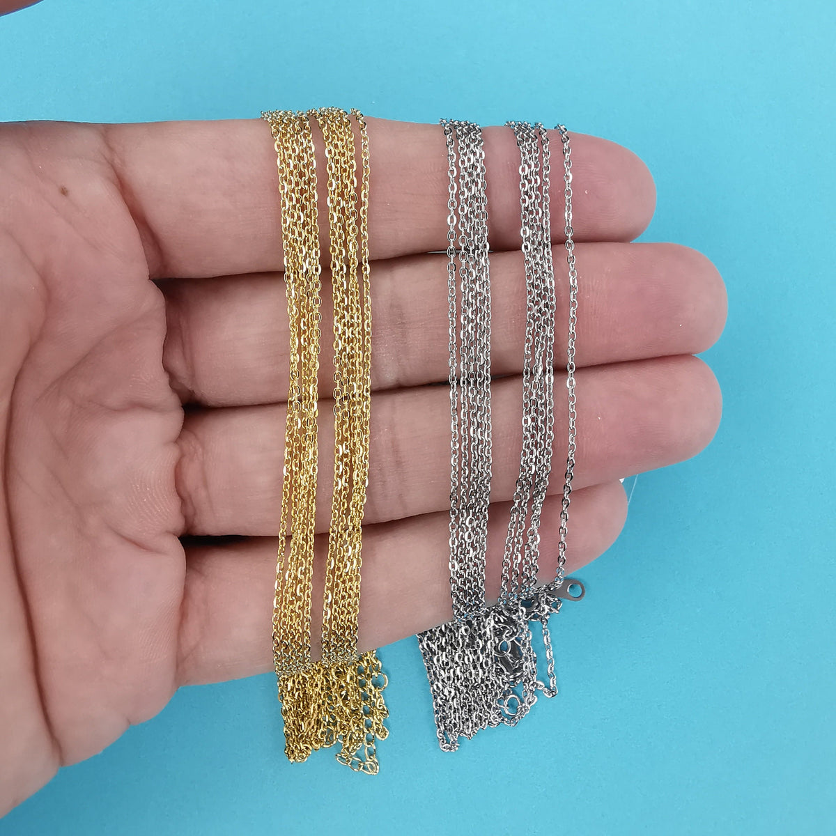5pcs Stainless Steel Chain Necklace 45cm