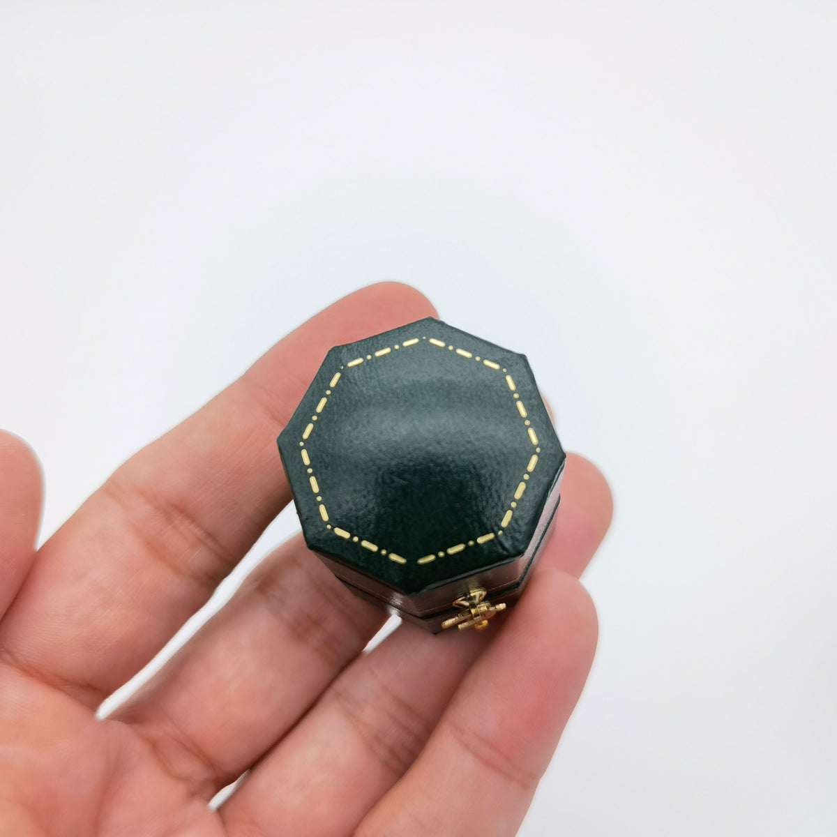 Vintage Style Octagon Hexagon Green Ring Box Handmade, Engagement & Wedding Set Elegant Keepsake Box, Vintage Ring Box