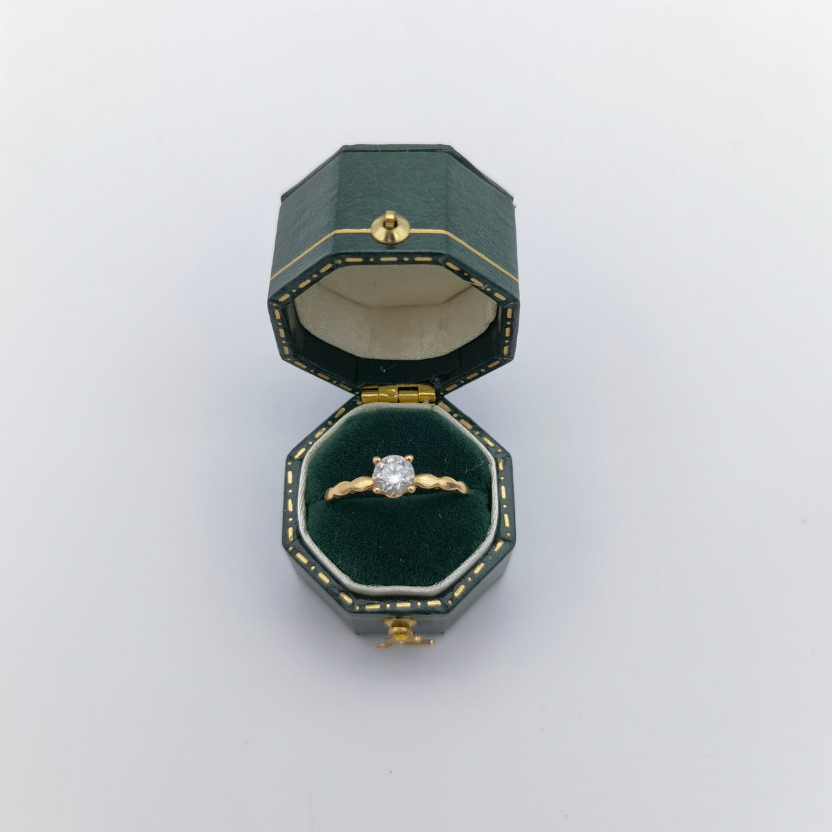Vintage Style Octagon Hexagon Green Ring Box Handmade, Engagement & Wedding Set Elegant Keepsake Box, Vintage Ring Box