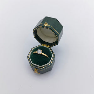 Vintage Style Octagon Hexagon Green Ring Box Handmade, Engagement & Wedding Set Elegant Keepsake Box, Vintage Ring Box